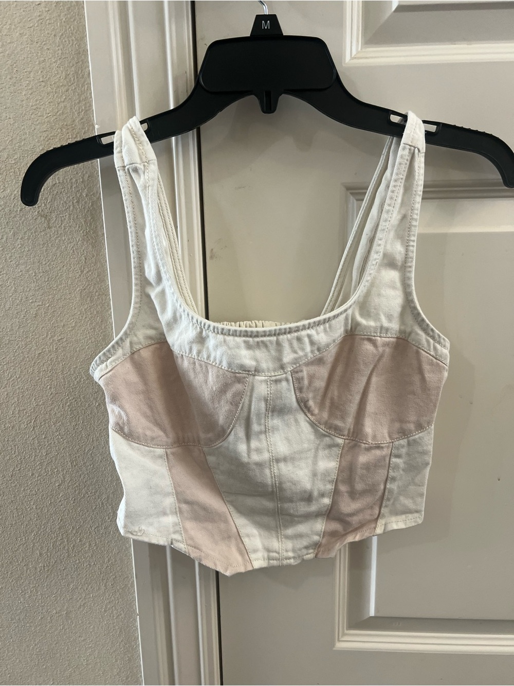 Japna Cream and Blush Paneled Bustier Crop Top